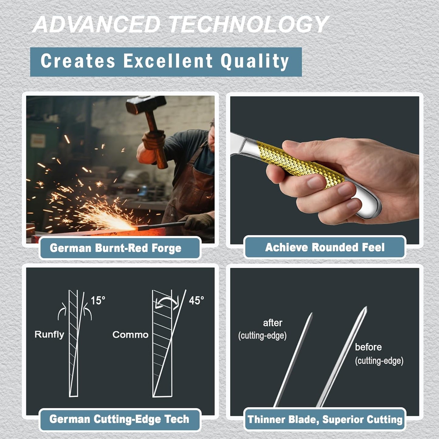 Runfly 20 Piece Hammered Gold Silver Silverware Set, 18/10 Stainless Steel Flatware Set, Modern Kitchen Utensil Set Service for 4, Tableware Set, Cutlery Set Including Fork Spoon and Knife