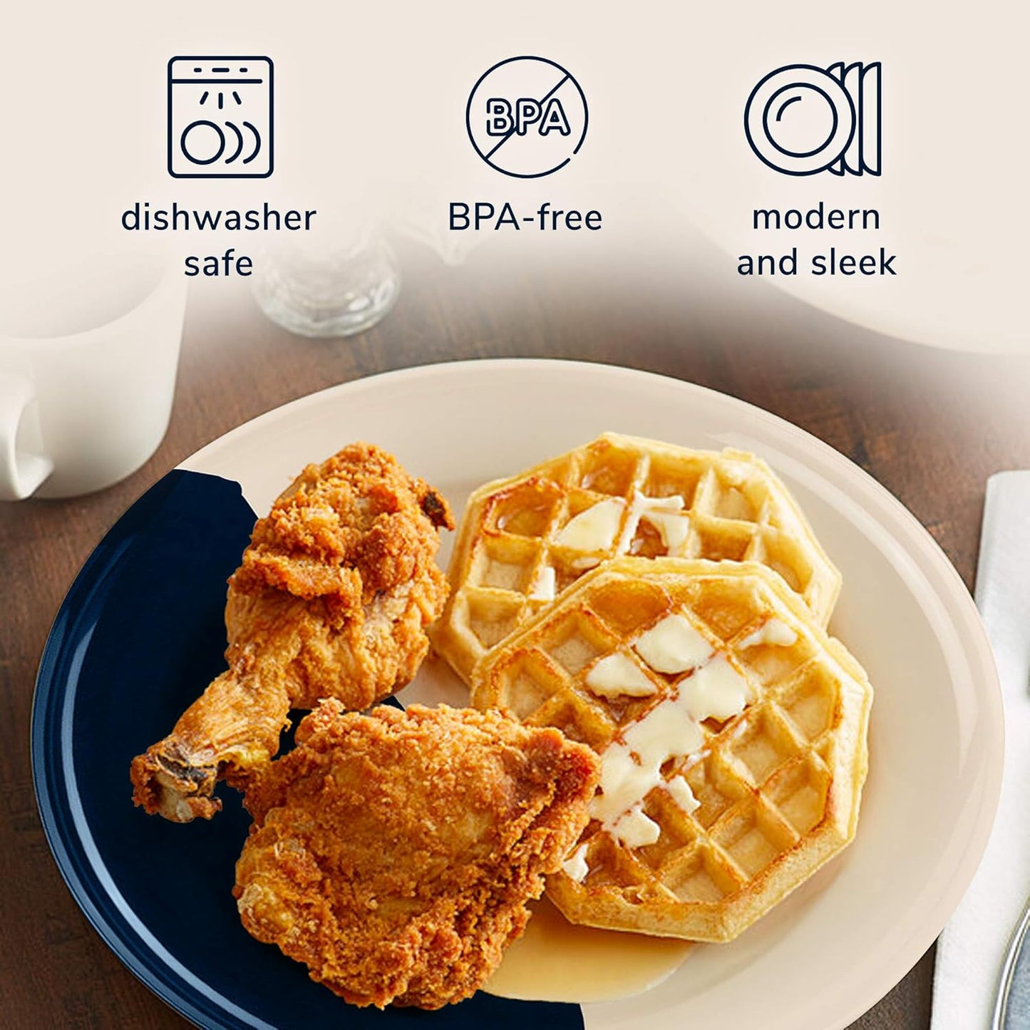 Melamine Dinner Plates | Durable Unbreakable Melamine Plate | Shatter-Proof and Chip-Resistant | Dishwasher Safe, BPA Free | Lightweight Dinnerware Set of 4 | Perfect for Parties, Picnics, BBQ | 11 In