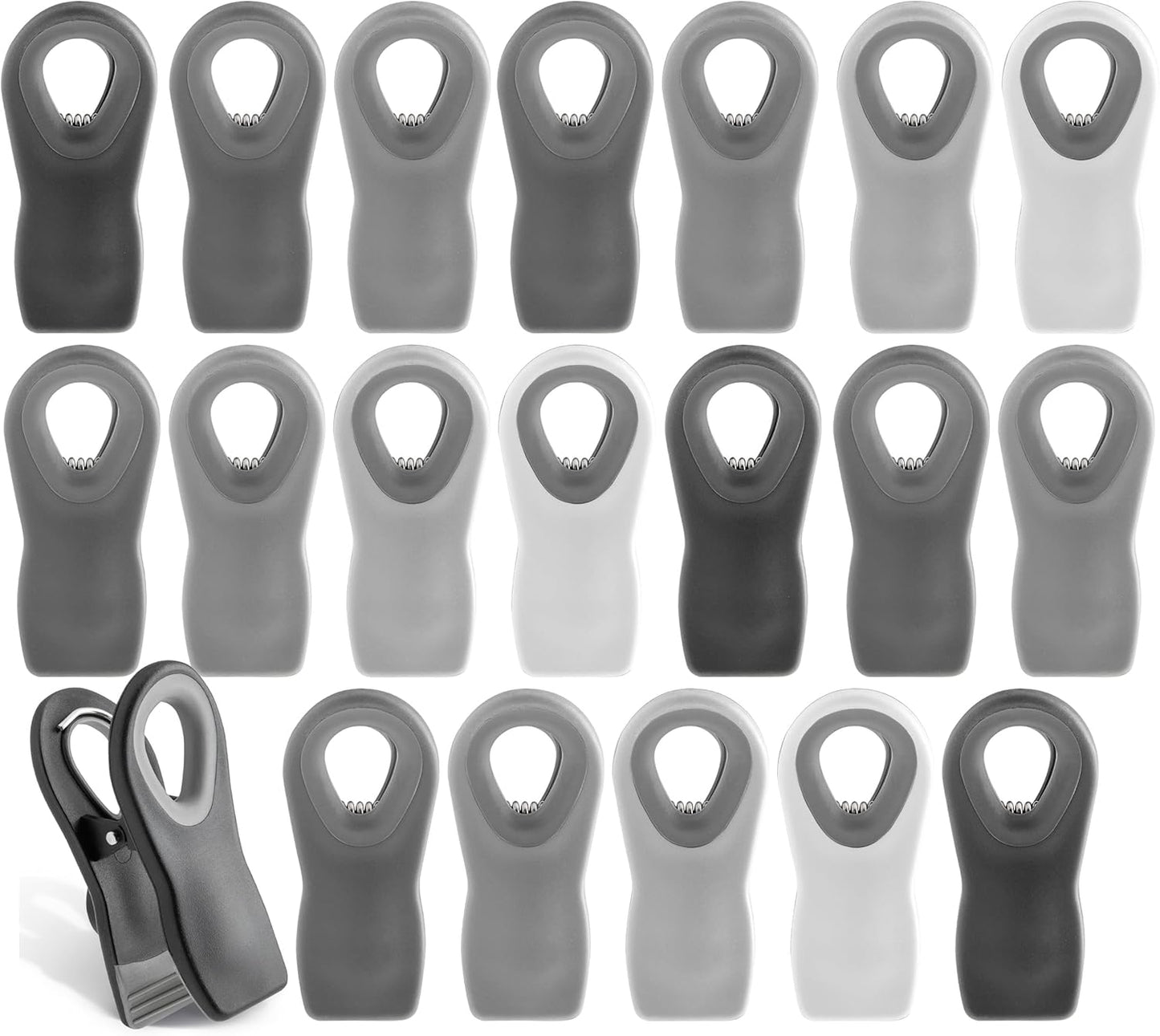 COOK WITH COLOR Bag Clips with Magnet- Food Clips, Chip Clips, Bag Clips for Food Storage with Airtight Seal Grip for Bread Bags, Snack Bags and Food Bags (Grey, Pack of 20)
