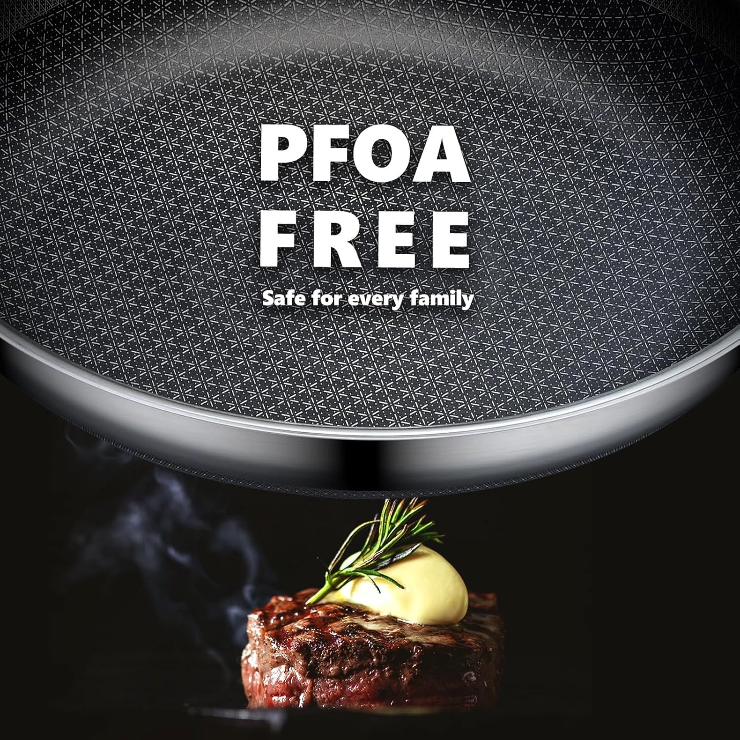 Non Stick Frying Pans 12 inch, Hybrid Frying Pans Nonstick,non stick Stainless Steel Skillets, Dishwasher and Oven-Safe Chef Pan, Induction Compatible Pan, PFOA Free Cookware
