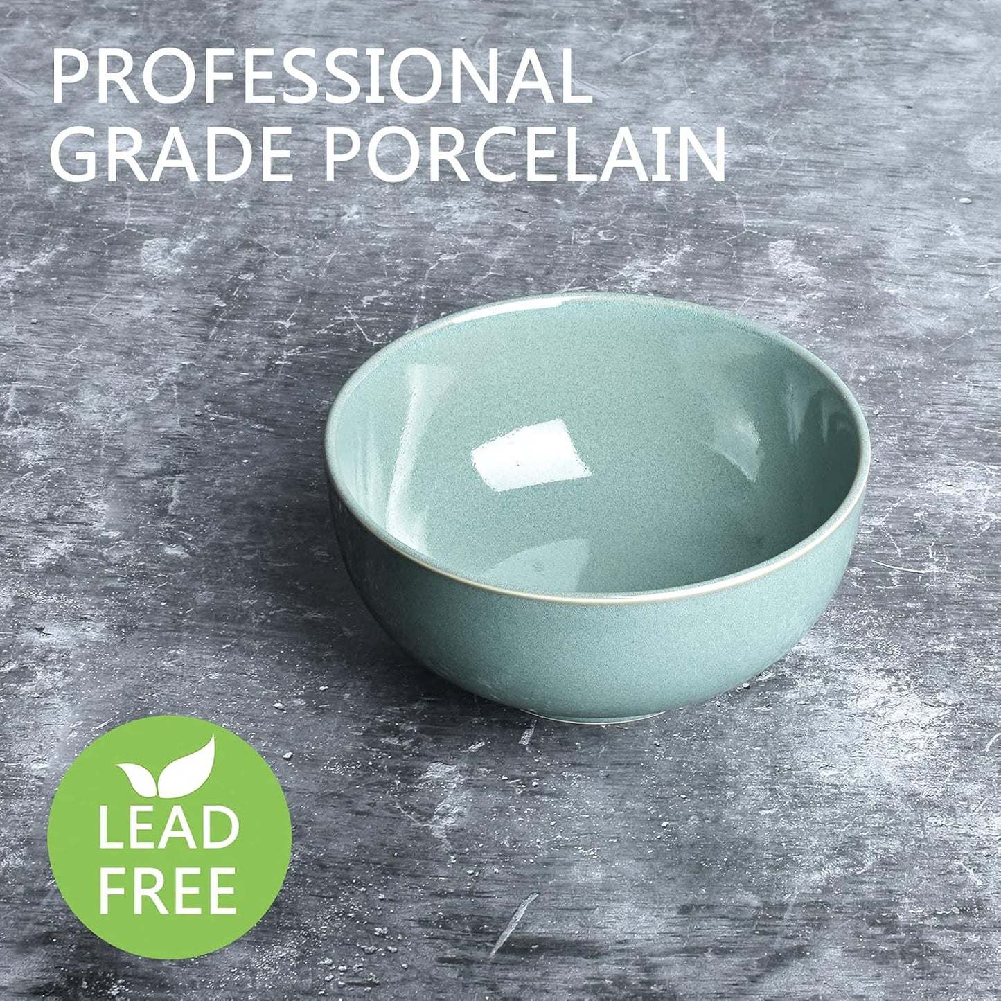 Bosmarlin Ceramic Soup Bowl Set of 4, 24 Oz, Cereal Bowl for Oatmeal, Dishwasher and Microwave Safe (5.75 Inches, Sage Green)