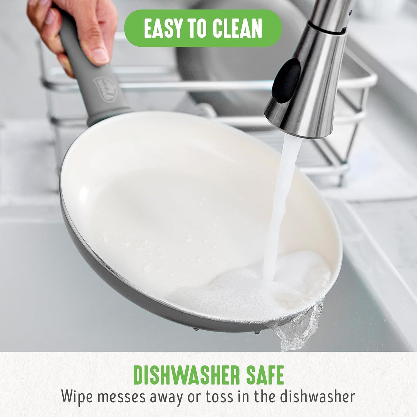 GreenLife Non Stick Fry Pan Set (7" & 10"), Non-Toxic PFAS-Free Ceramic Skillets, Dishwasher & Oven Safe, Egg Omelet Frying Pans, Stay- Cool Handles, Kitchen Home Cooking Essentials, Gray