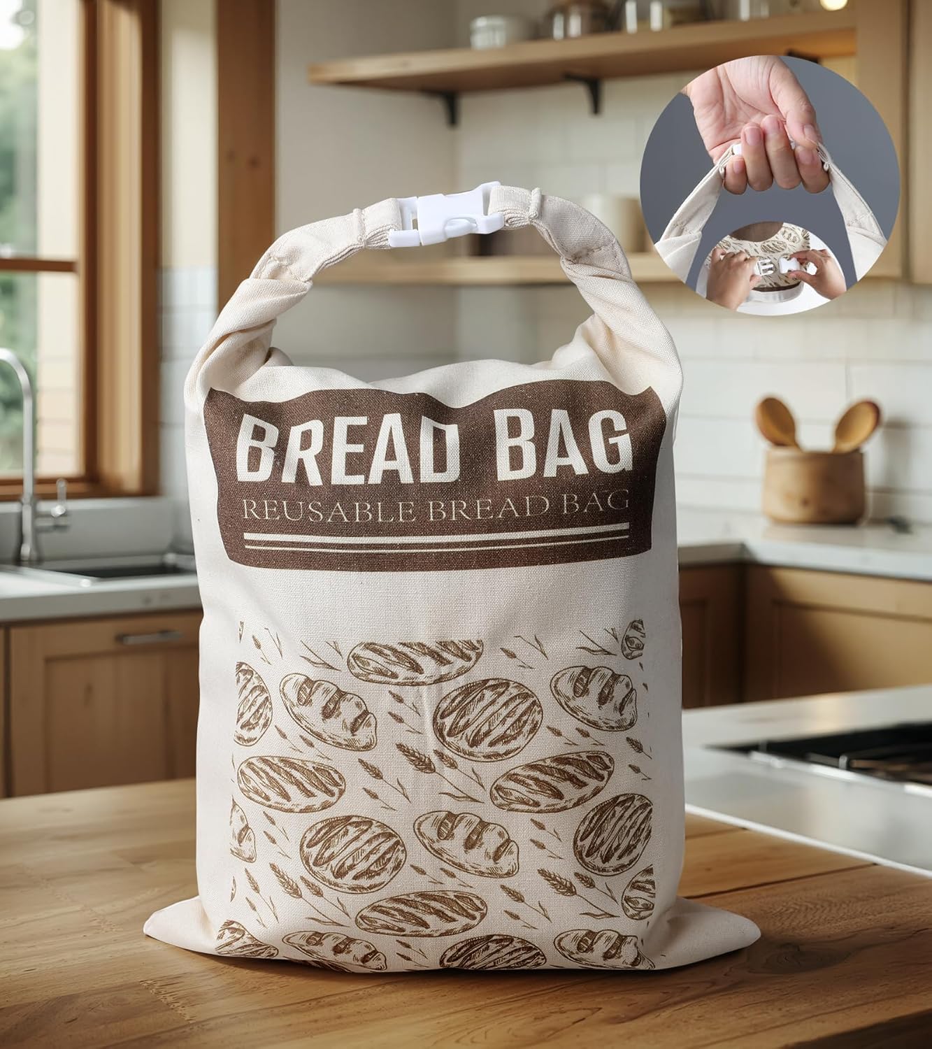 2 Pack Reusable Beeswax Bread Bags for Homemade Bread, Cotton Sourdough Bags with Beeswax Lining For Keeping Fresh