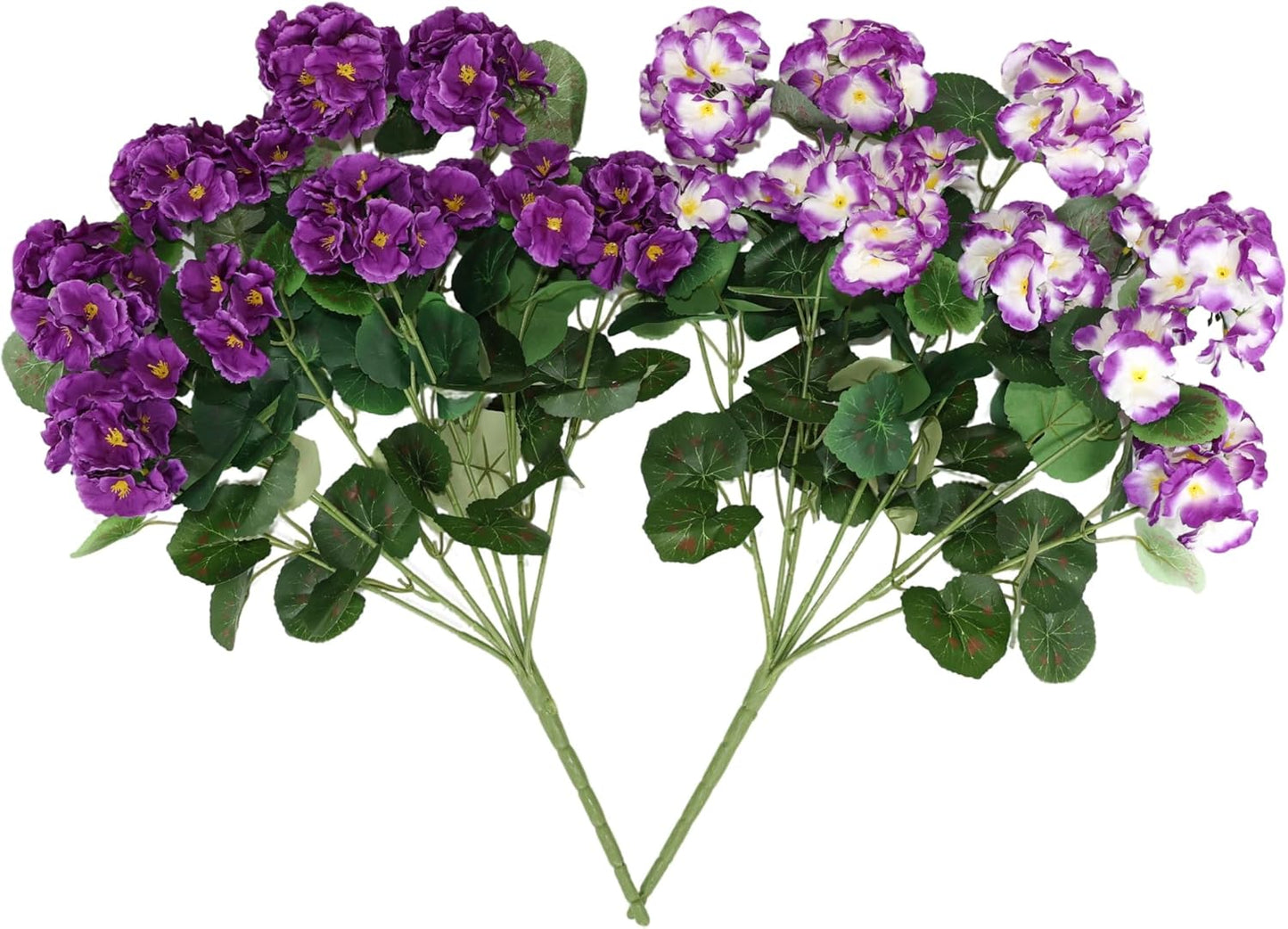 26’’ Artificial Geranium Flowers for Outdoor Decoration,2PCS Silk Geranium Flowers UV Resistant Floor Plants for Garden Porch Patio Table Centerpieces Home Decor (Dark&Light Purple)