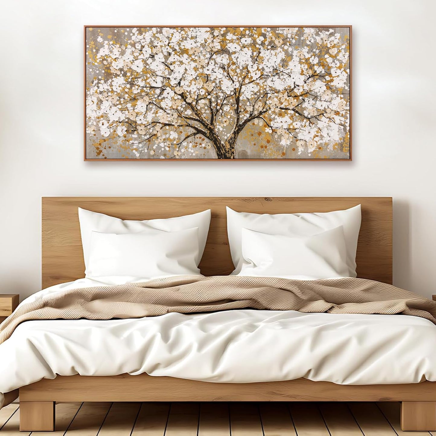 Framed Wall Art Print Gold Tree Of Life Modern Artwork Canvas Painting Gold Tree Pictures Wall Art Decor For Living Room Bedroom Dining Room Home Office Decor 20" X 40"