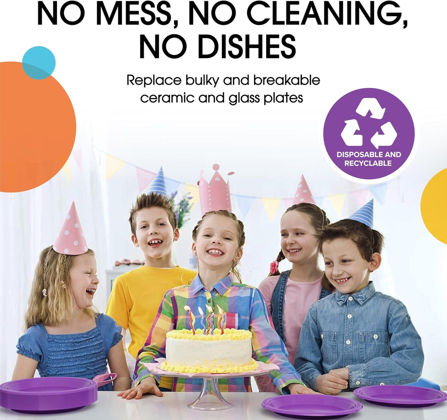 Exquisite Party Solids Purple Plastic Plates For Party Supplies 10" Purple Disposable Plates Heavy Duty 50 Pcs Plastic Dinnerware Sets Heavy Duty 350 GSM Disposable Dinnerware Set