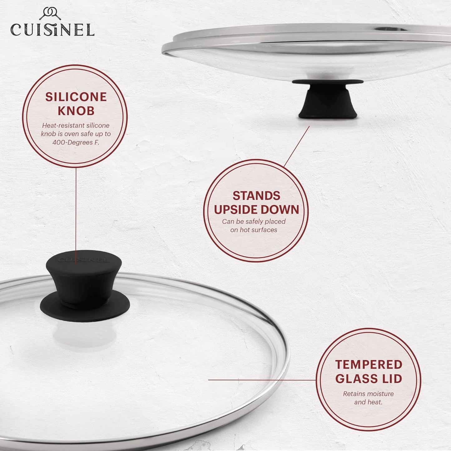 Cuisinel Pre-Seasoned Cast Iron Skillet (10-Inch) with Glass Lid and Handle Cover Oven Safe Cookware - Heat-Resistant Holder - Indoor and Outdoor Use - Grill, Stovetop, Induction Safe