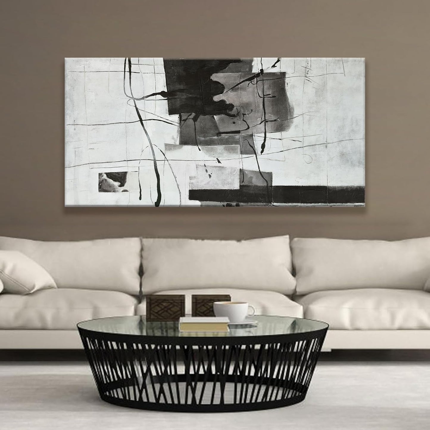 Suconvng Black And White Wall Art Abstract Wall Decor Modern Artwork Canvas Prints Picture Canvas Art Wall Decor Modern Wall Artwork Bedroom Living Room Office Decoration Ready To Hang 24"X48"