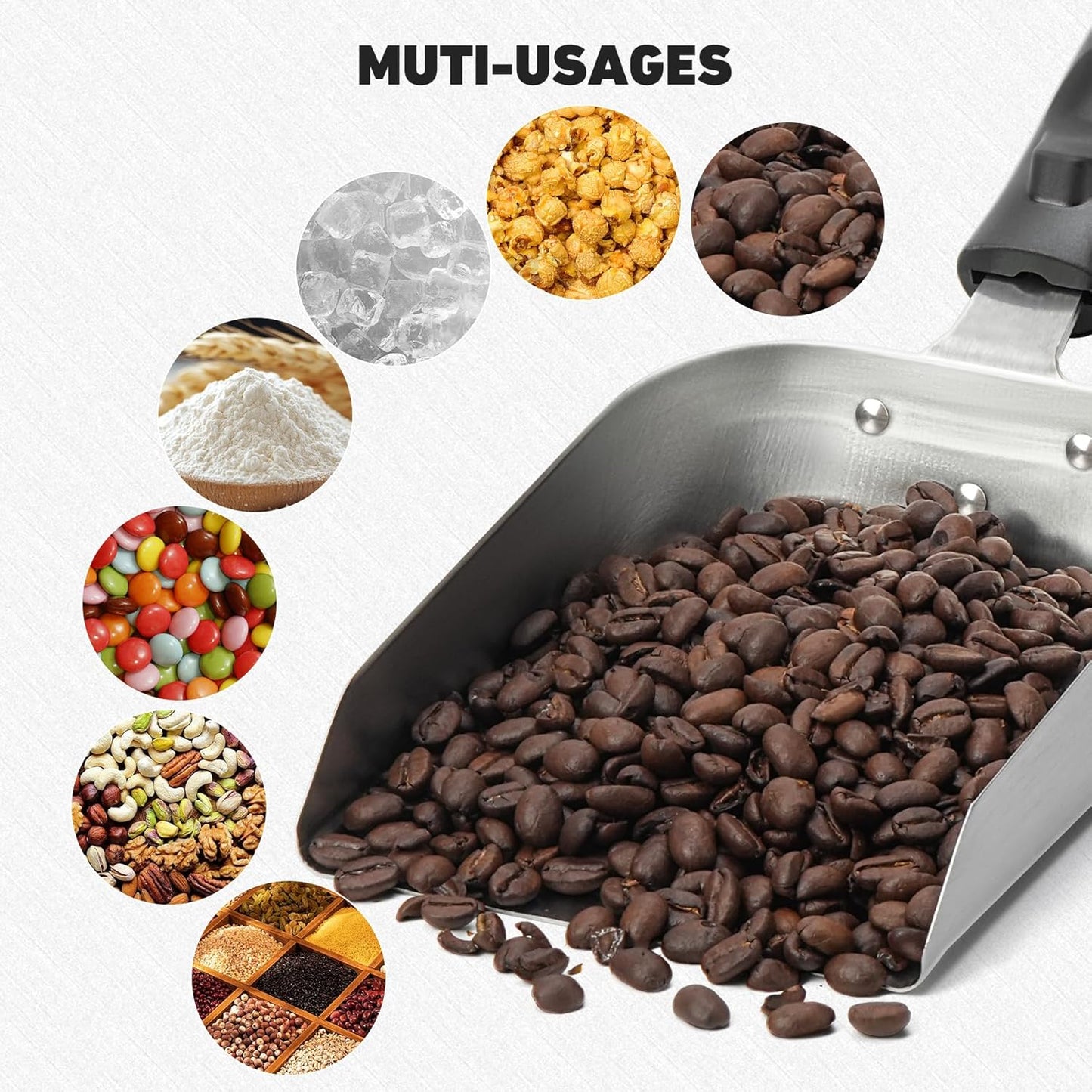 onlyfire Stainless Steel Food Mover for Flat Top, Multi-Purpose Grill Scoop Griddle Spatula Smash Burger Food Shovel for Stiring Fry, Cooking and Moving Food, Grilling Tool BBQ Accessories, 5“ ﻿