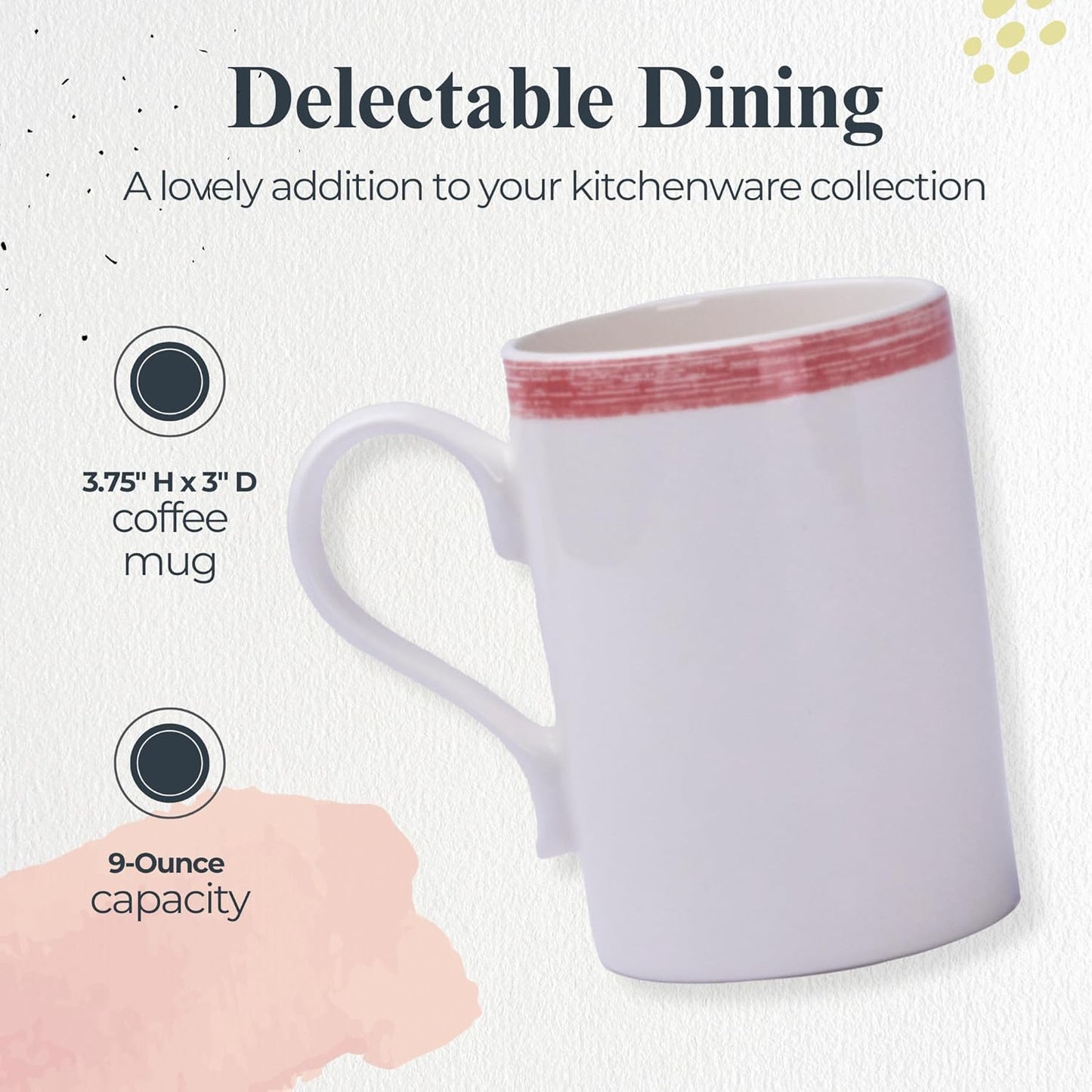 Portmeirion Potter's 9oz Brushstroke Breakfast Mug (Set of 4) - Elegant Earthenware Tea Mugs with Handle, Microwave, Dishwasher & Freezer Safe - Ideal Gift for Coffee Lovers (Brushstroke Red)