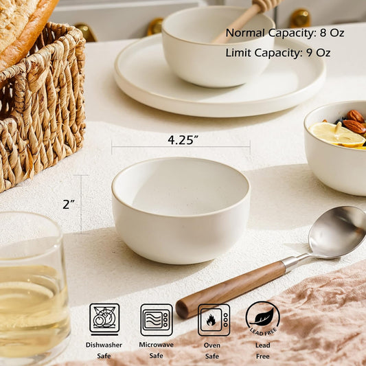 S&Q'S CERAMICS Ceramic Small Bowls for Kitchen, Set of 6, 9 ounces Small Ceramic Bowls for Condiments, Dipping, Side Dishes (Glazed Matte Off-White)…