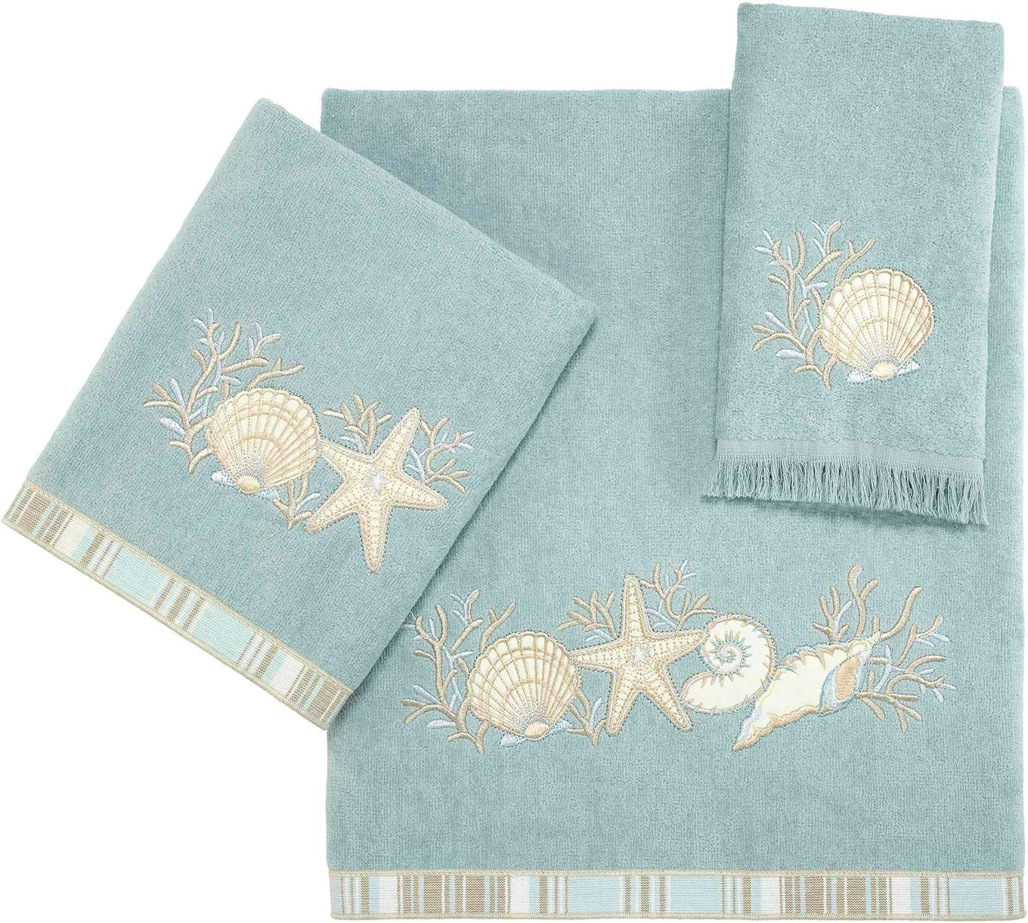 Avanti Linens - Hand Towel, Soft & Absorbent, Coastal Bathroom Essentials (Sand Shells Collection, Mineral)