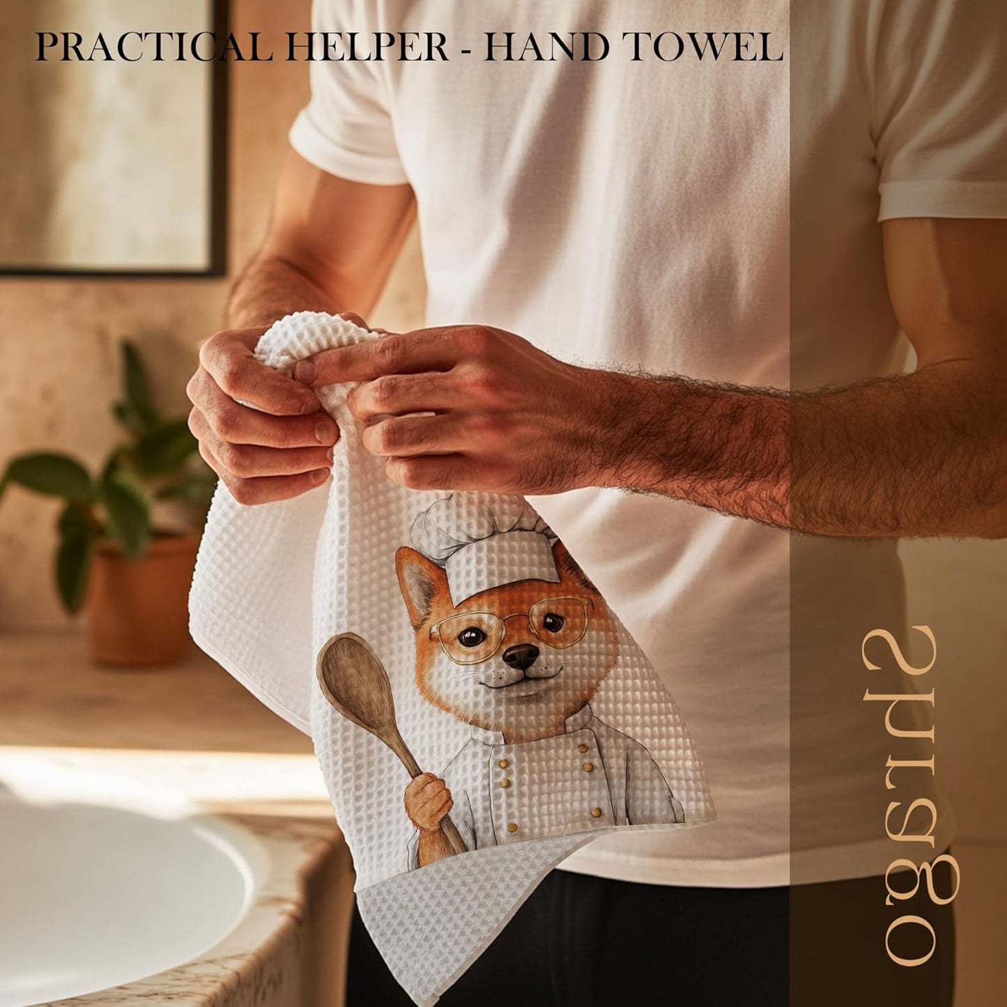 Funny Shiba Inu Dog Kitchen Towels, Shiba Inu Gifts for Women Dish Tea Towels for Kitchen, Dog Lovers Mom Dad Owner Gifts Decorative Hand Towels, 16x24 Inch
