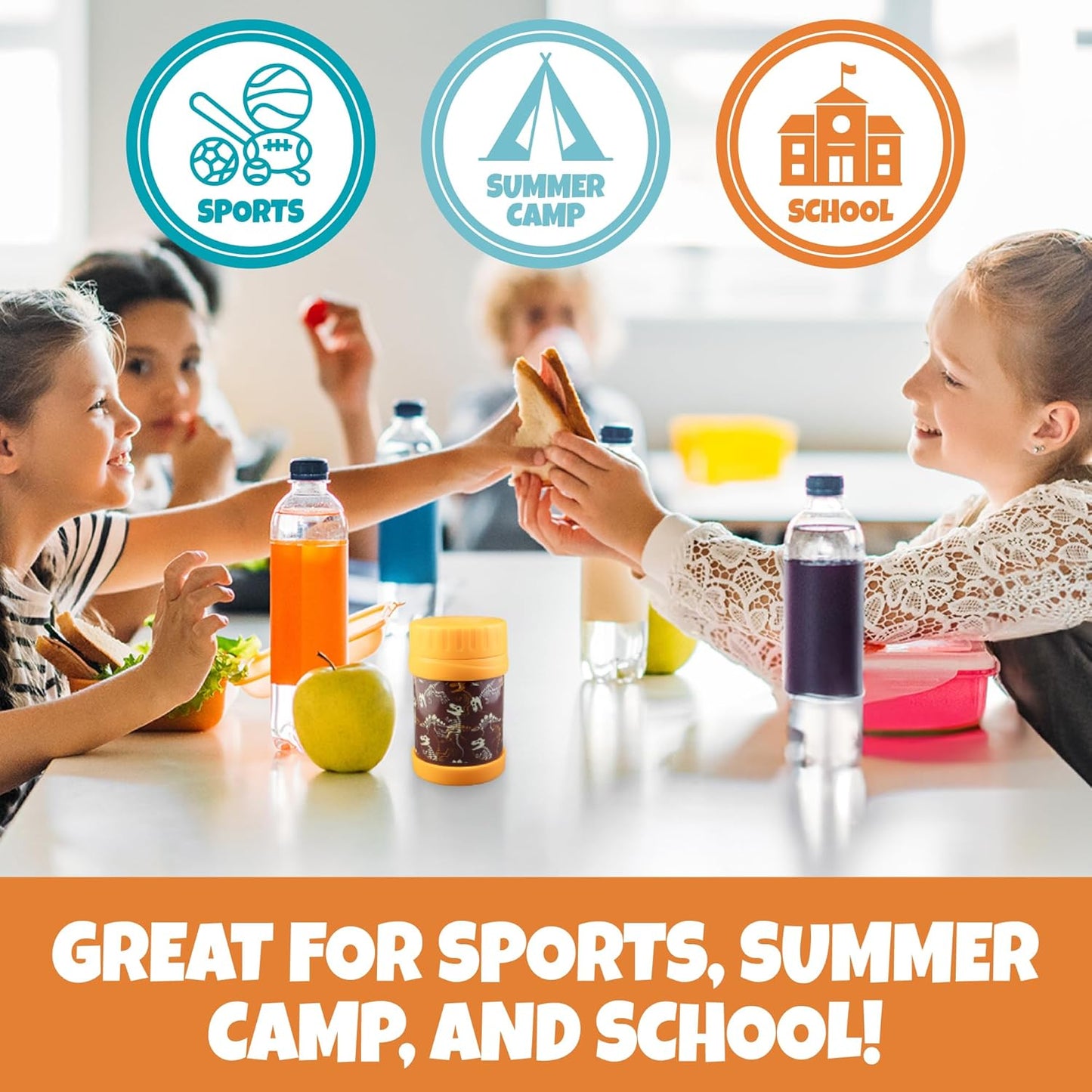 Bentology Insulated 13oz Food Jar for Kids- Hot or Cold Food, Soups, Liquids, Noodles - Wide Mouth Stainless Steel Container & BPA Free, Large Leak Proof thermos for Back to School Lunch Boxes, Bags