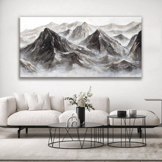 QSQ Large Abstract Wall Art For Living Room Canvas Art Wall Decor Bedroom Office Decor Abstract Mountain Landscapes Grey White Wall Art Painting Abstract Art Prints Home Wall Art 29 × 58 In