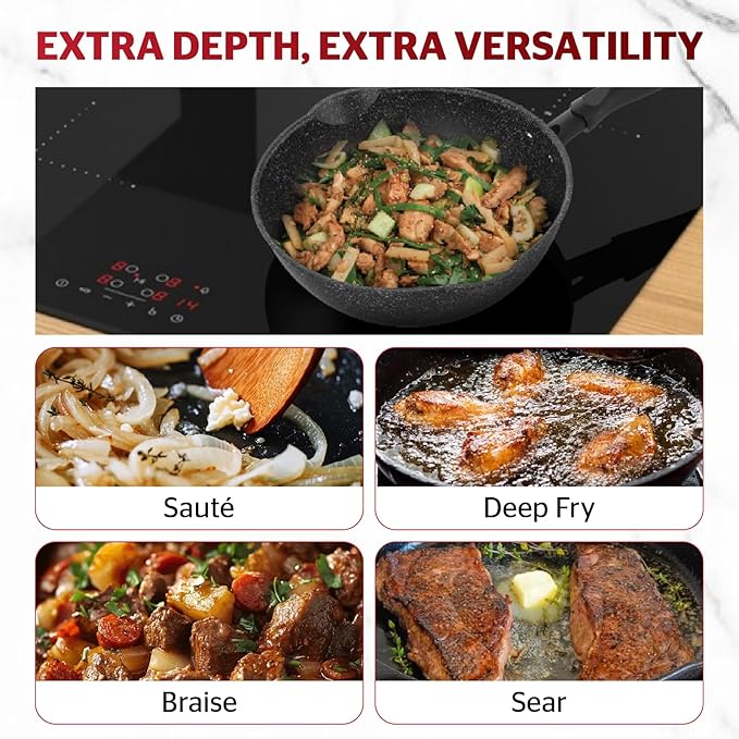 Sunhouse – 10 Inch / 26 cm Non-Stick Deep Frying Pan with Double Pour Spouts, 5-Layer Whitford Non-Stick Coating, PFOA-FREE, Stay-Cool Handle, Induction Compatible with All Cooktops