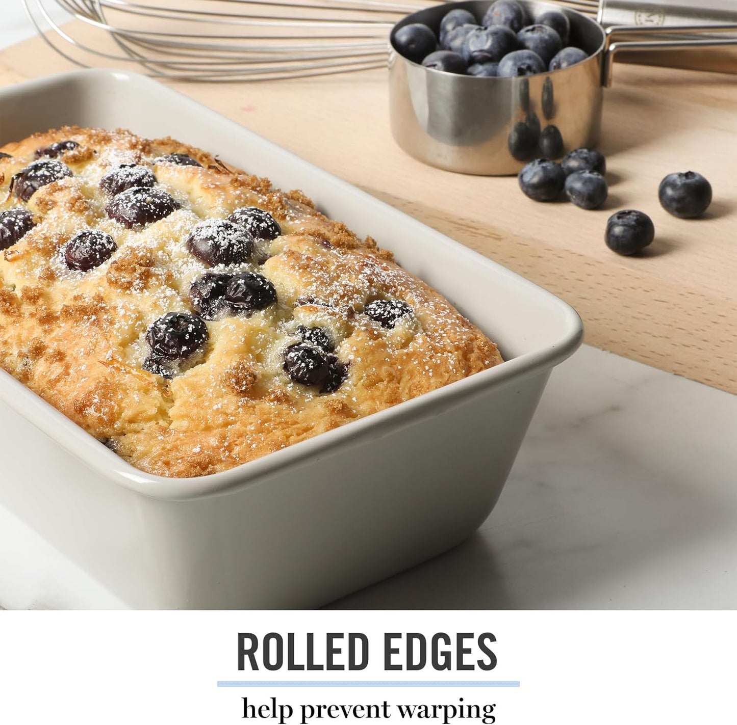 Martha Stewart Carbon Steel Nonstick 9 Inch Loaf Pan | Cool Gray | Deep Shape | Warp-Resistant | Pack of 6