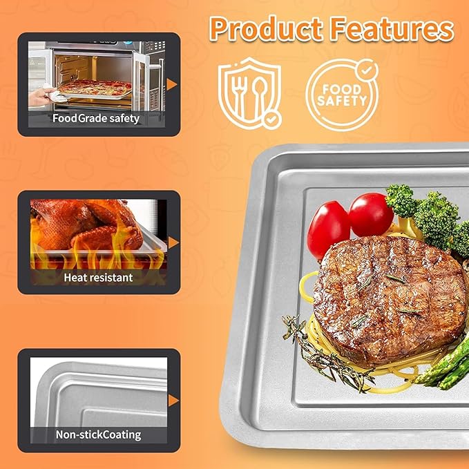 Air Fryer Replacement Tray for Emeril Lagasse Everyday 360 26 QT Extra Large Air Fryer, 12.5''×11.5'' Steel Air Fryer Accessories Grill Pan Plate Replacement Parts Rack