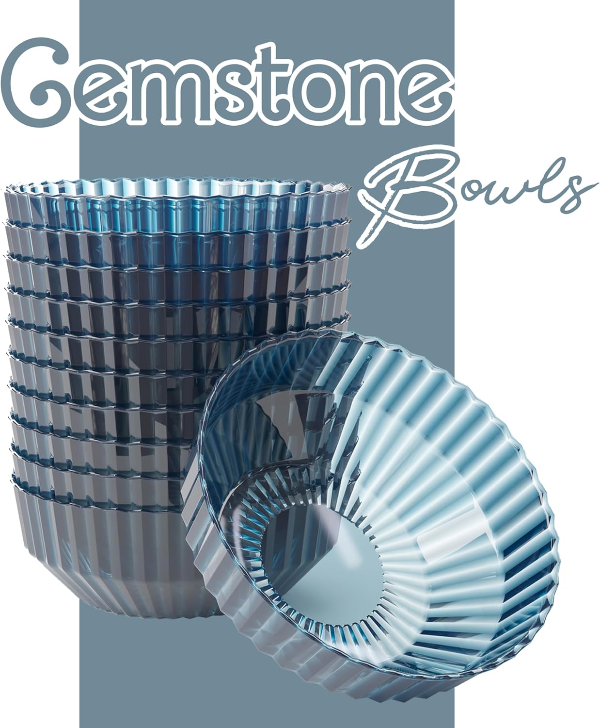 Exquisite Blue Plastic Bowls Disposable - 16 Oz - 20 Count - Disposable Soup Bowls - Great for Weddings Parties And Formal Occasions