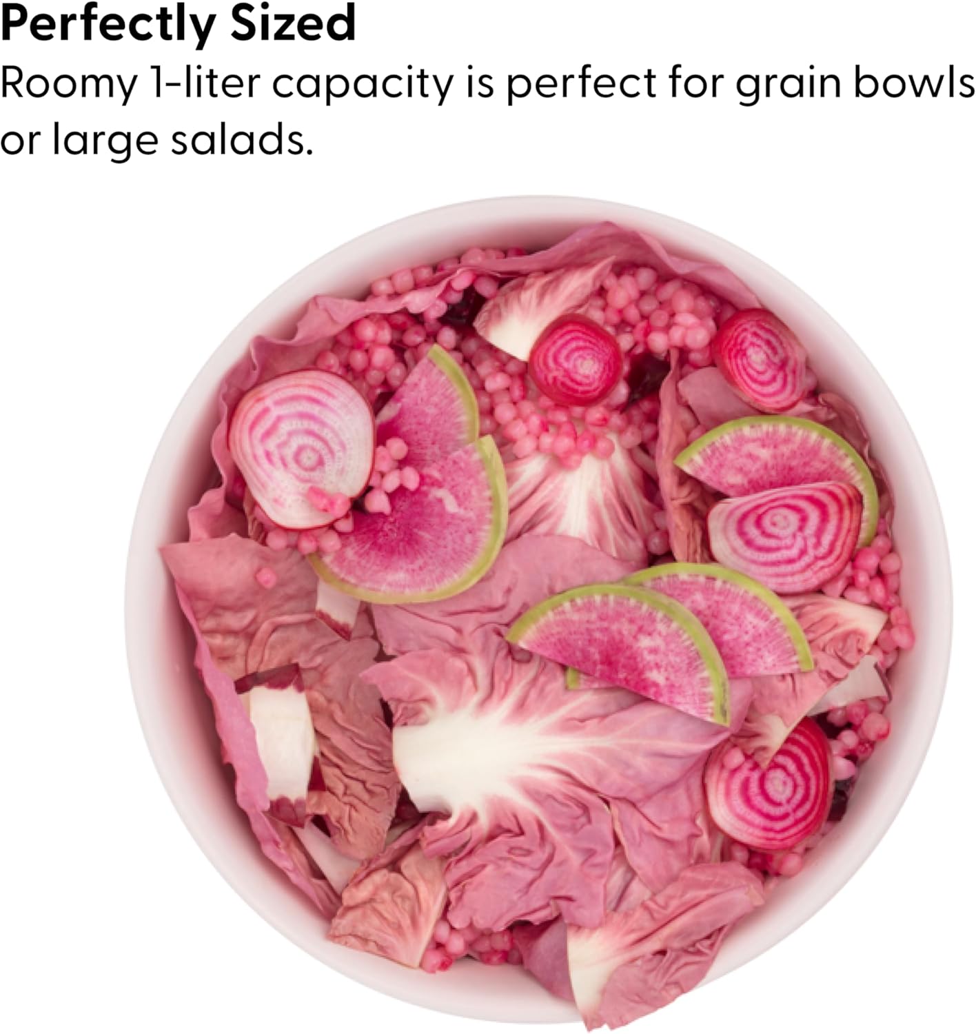 W&P Porter Plastic Bowl Lunch Container w/ Protective Non-slip Exterior, Cream 1 Liter | Lid & Snap-tight Silicone Strap | Food Storage, Bento Box, Meal Prep | BPA-Free Plastic