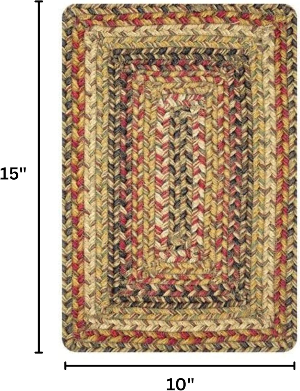 Homespice Kingston Premium Jute Braided Placemat Set of 4-10x15 Rectangular Multi Color Reversible, Natural Jute Yarn Rustic, Country, Primitive, Farmhouse Style