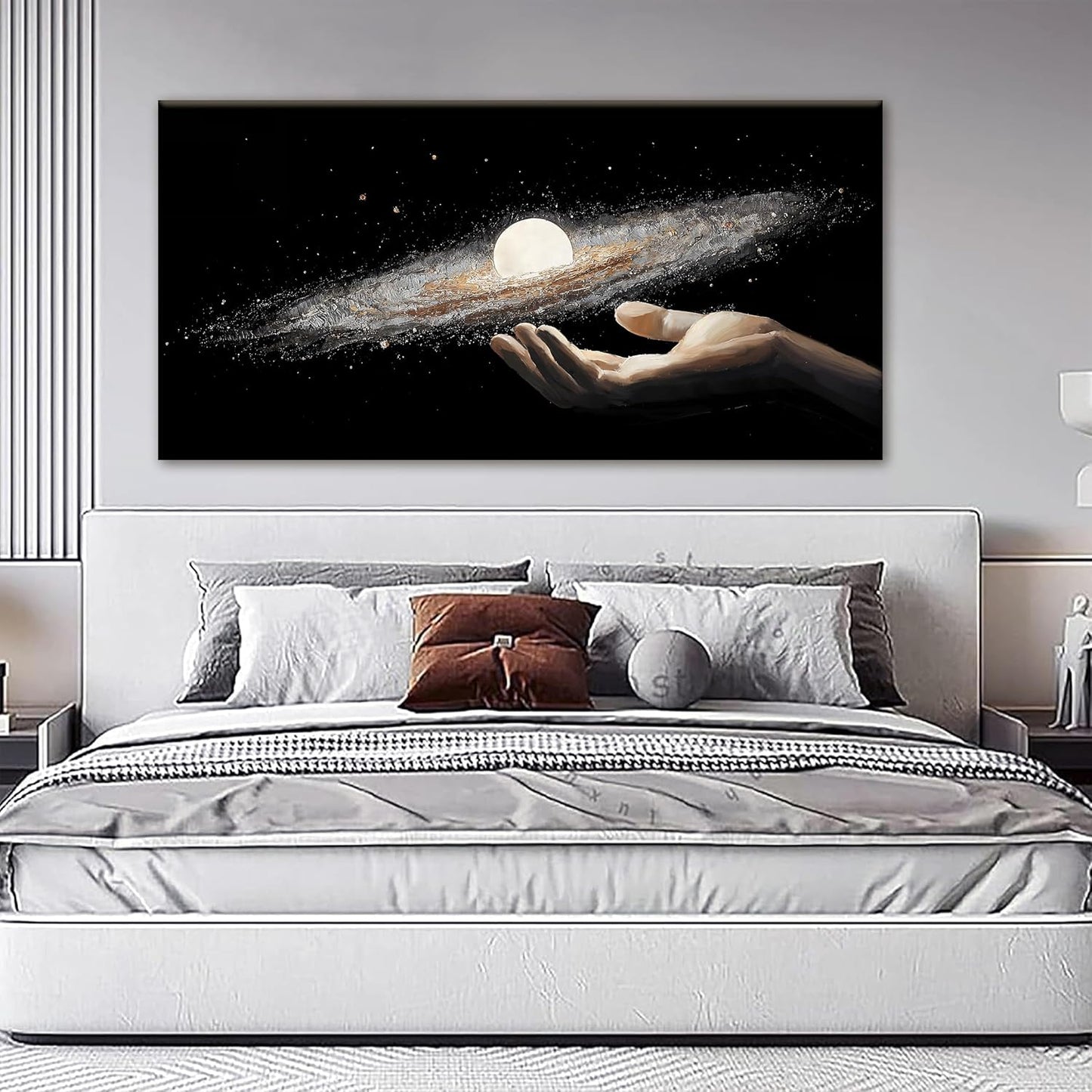 Abstract Wall Art Decorations Modern Science Fiction Wall Art The Universe In Hand Canvas Art Wall Decor For Living Room Bedroom Office Bathroom Home Wall Decor 24x48 Inch