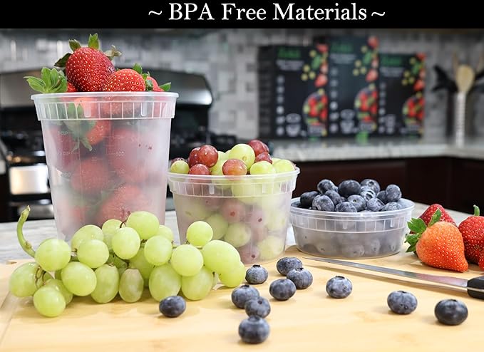 Zekii EXTRA THICK Deli Containers with Lids, Soup Containers w/Lids Airtight, 48Sets 8oz, Disposable, BPA Free, Takeout soup Cups, Meal Prep, Food Storage w/Measurements