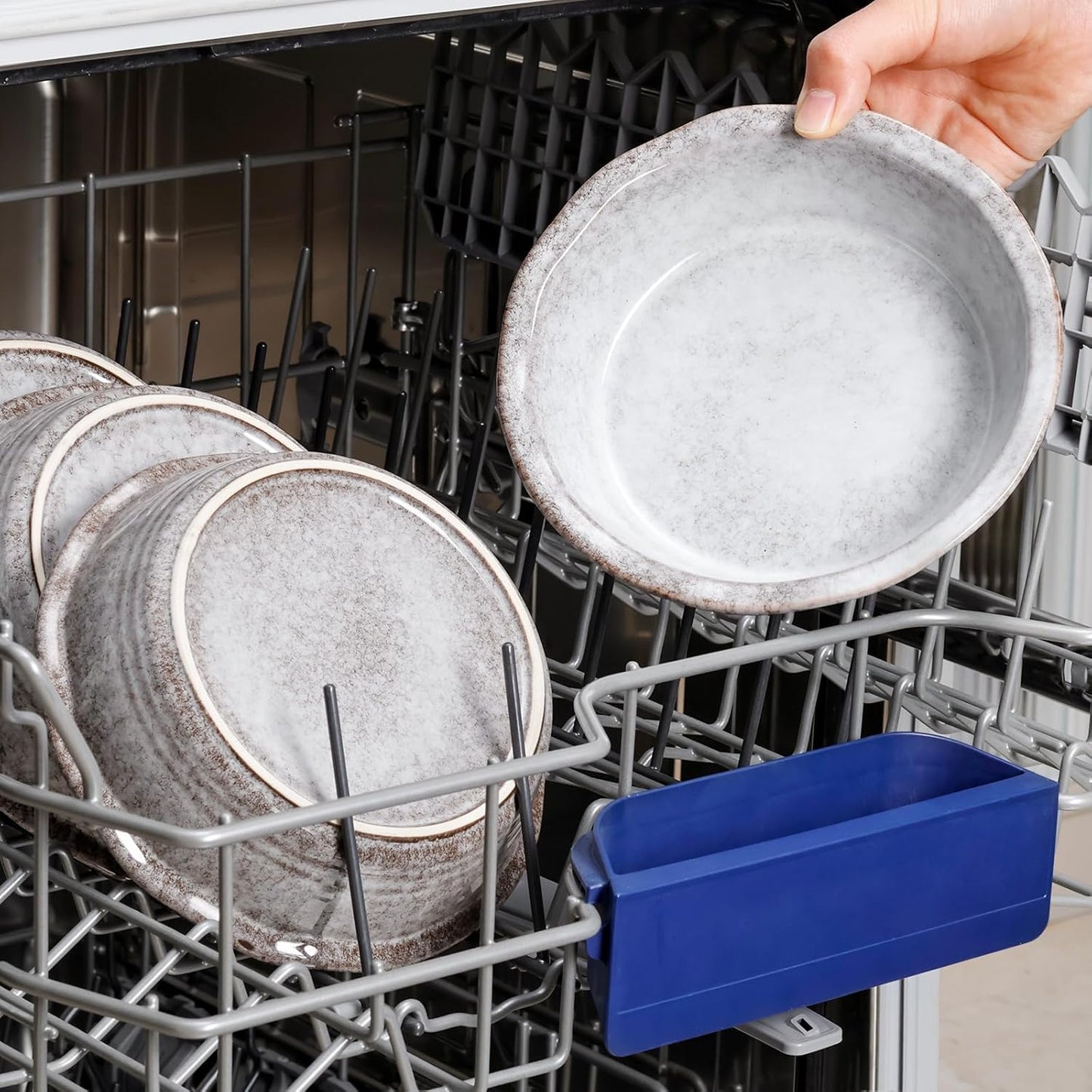 NUTRIUPS Small Pie Pans Set of 4, 6.5 Inch Ceramic Mini Pot Pie Baking Dishes, Oven Safe (6.5in, Grey, 4PCS)