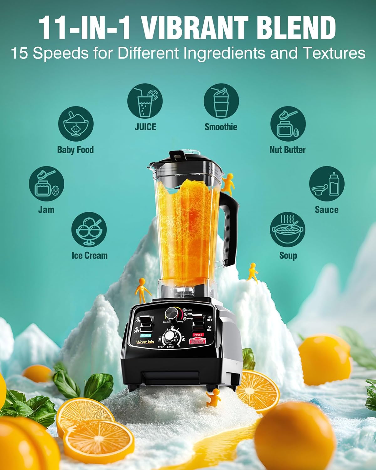 WantJoin Smoothie Blender 1800W Powerful Blenders for Kitchen 68 Oz Large Capacity and BPA-Free Containers Countertop Blender for Smoothies, Ice Crushing & Frozen Drinks