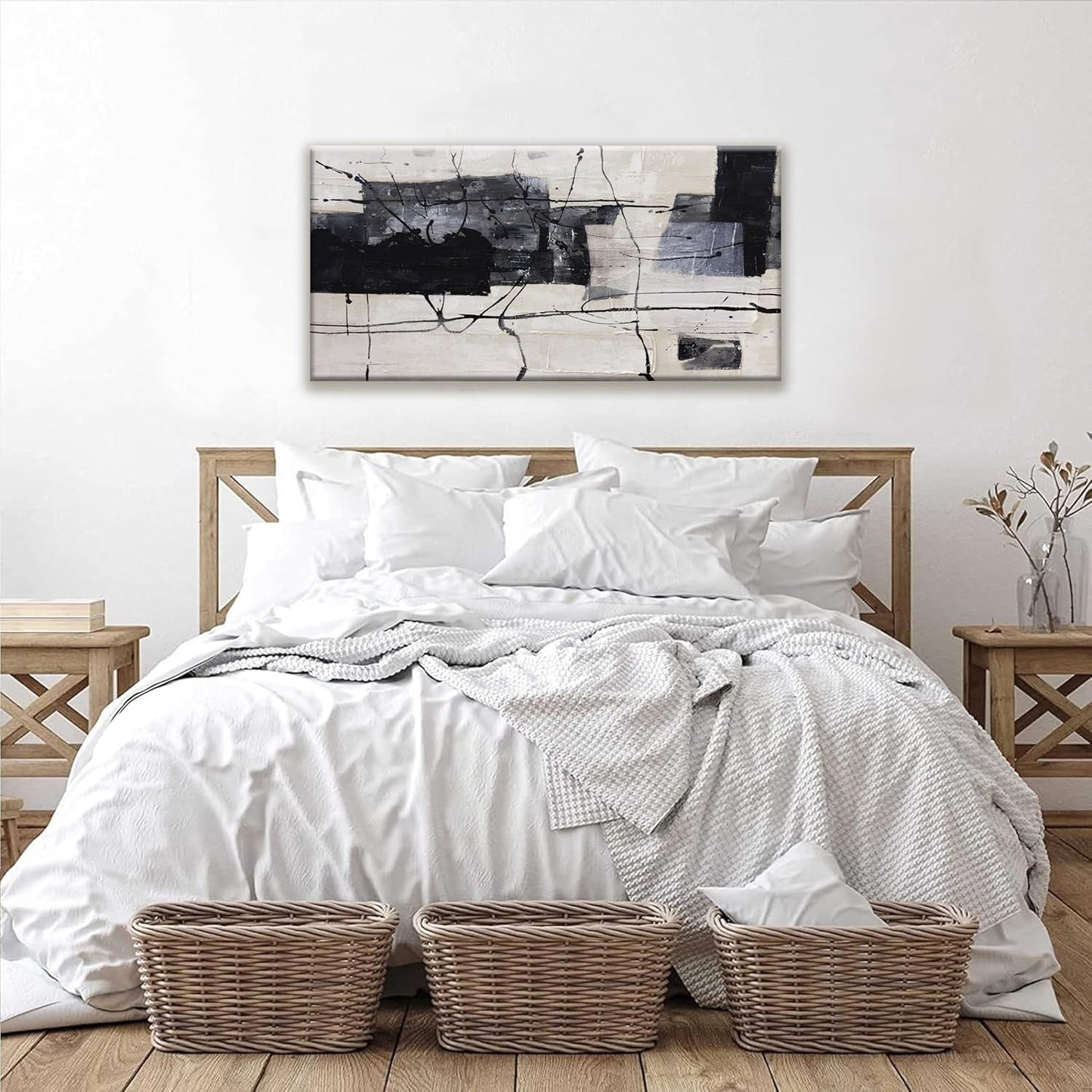 Black And White Abstract Wall Art Small Size Home Decor Artwork abstract wall decor Modern Minimalist Canvas Art Wall Decor Bedroom Office Wall Decor 20"X40"