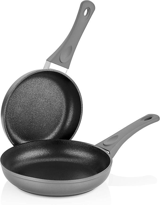 SAFLON Titanium Nonstick 8-Inch and 9.5-Inch Fry Pan Set 4mm Forged Aluminum with PFOA Free Scratch-Resistant Coating from England, Dishwasher Safe