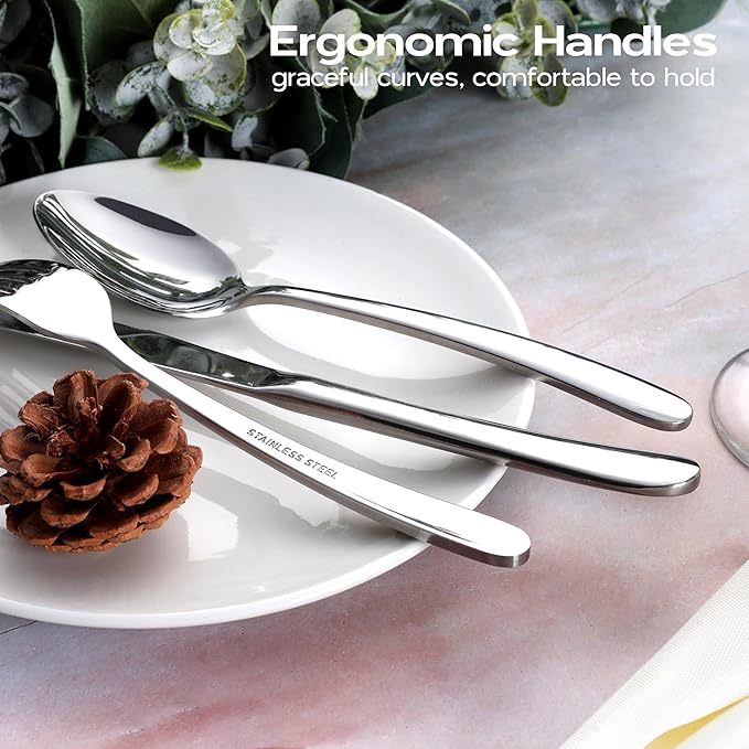 Onader 60 Piece Heavy Duty Silverware, Cutlery Set for 12, Stainless Steel Flatware Set