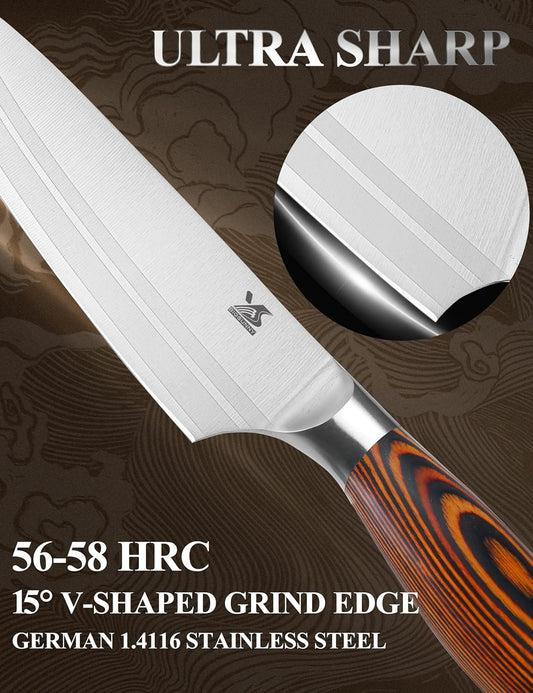 MSY BIGSUNNY 5pcs Knife Set Kitchen Utensils Knife, German Stainless Steel Professional Chef Kitchen Knife Set, Tang Series