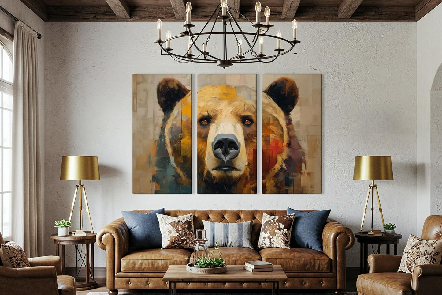 Wildlife Canvas Prints - Wild Animals Home Decor - Medium, Large, and Extra Large Wall Art for Living Room, Bathroom, Kitchen (Fragmented Strength, 47L" x 71W" - 3 panels)
