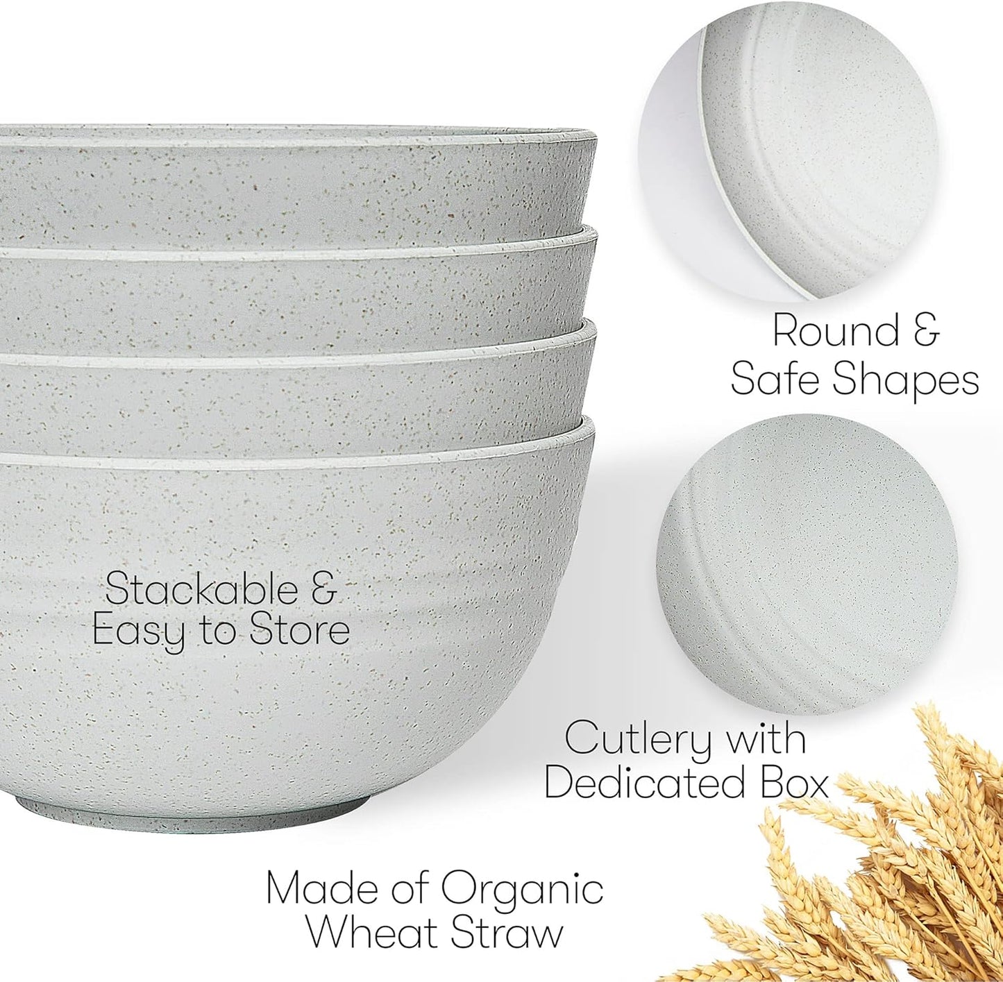 Wheat Straw Dinnerware Sets | Unbreakable Dinnerware Sets | Dishwasher Microwave Safe Dinnerware | Eco Friendly Non Breakable Dinnerware Sets | RV Outdoor Camping (Grey, Service for 4 (28 pcs))