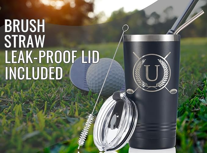 Onebttl Golf Gifts for Men with Initial for Golfer & Golf Lovers, 20oz Travel Mug, Perfect Gifts for Men, Birthday, Christmas - U