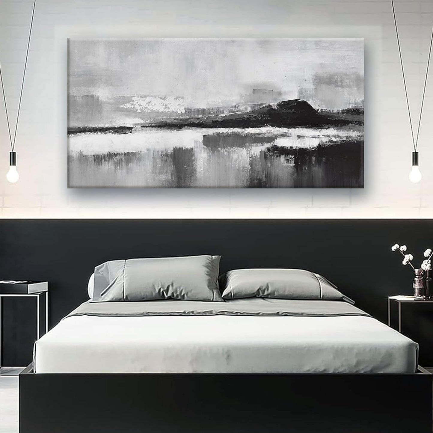 Abstract Wall Art Decor Modern paintings Wall Home Decor Wall Art Canvas Prints Black and White Wall Artwork for Living Room Bedroom Kitchen Office Decor 24"×48"