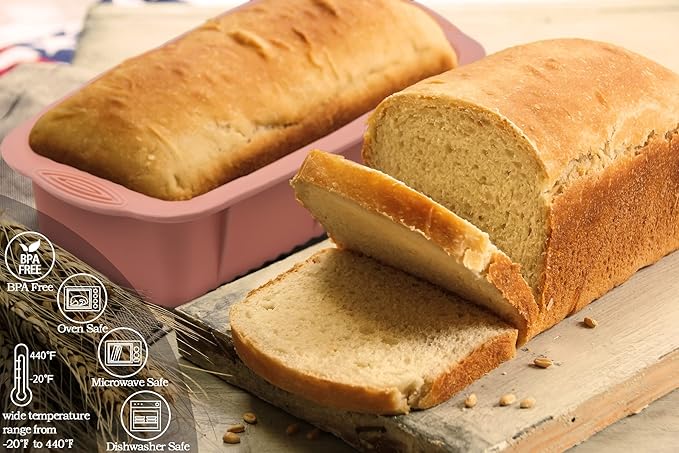 3 pack Silicone Bread Loaf Pans - Baking Mold For Baking Cakes,Brownies,Long loaf of bread Cheesecakes,Homemade Cakes Breads,Meatloaf,Ice brickand and More Set of 3 colors