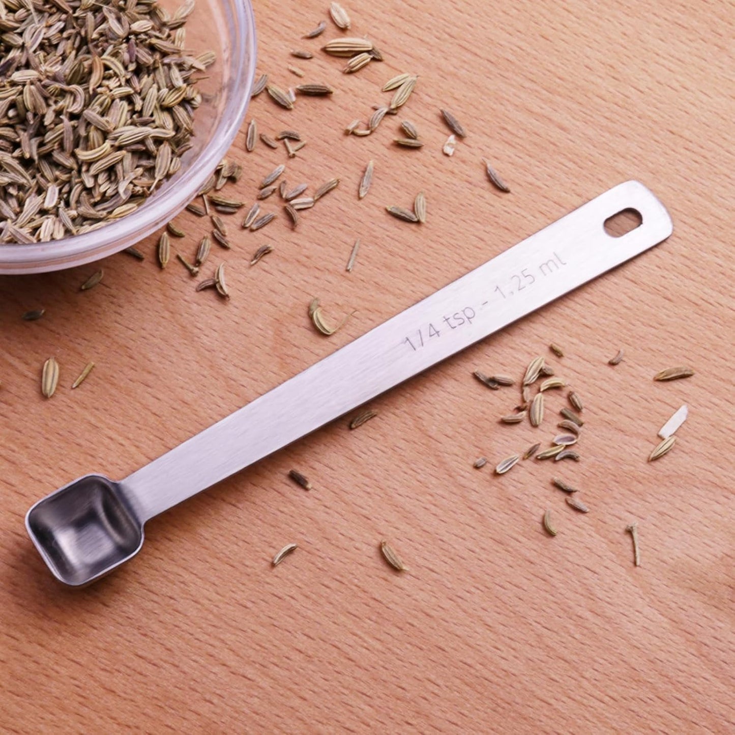 2PCS 1/4 Teaspoon(1/4tsp, 1/12tbsp, 1.25ml) Single Tiny Square Bowl Measuring Spoon, Small Individual Stainless Steel Measure Spoons Only