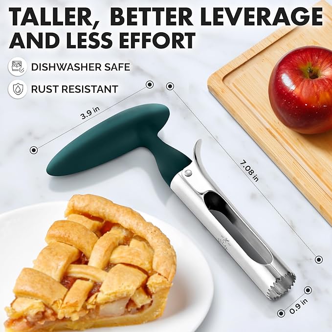 Zulay Kitchen Premium Apple Corer Tool - Ultra Sharp, Stainless Steel, Serrated Blades for Easy Coring - Easy to Use & Clean, Durable Apple Corer Remover for Baking Apples & More - Dark Teal