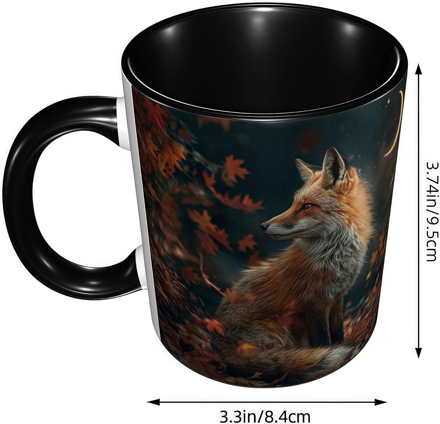 FyLybois Fox Print Coffee Mug Ceramic Coffee Cup with Handle Microwave Safe for Home or Office Gifts for Women and Men