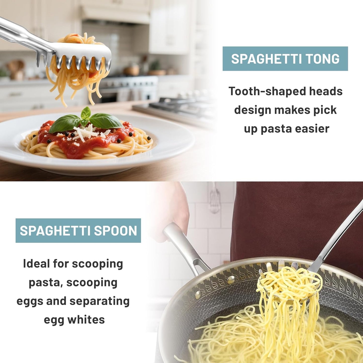 Pleafind Stainless Steel Cooking Utensils Set, 6 Pcs Heat Resistant Kitchen Utensils Set, Nonstick Kitchen Tools for Cooking, Baking, Metal Spatula Set for Chef, Dishwasher Safe