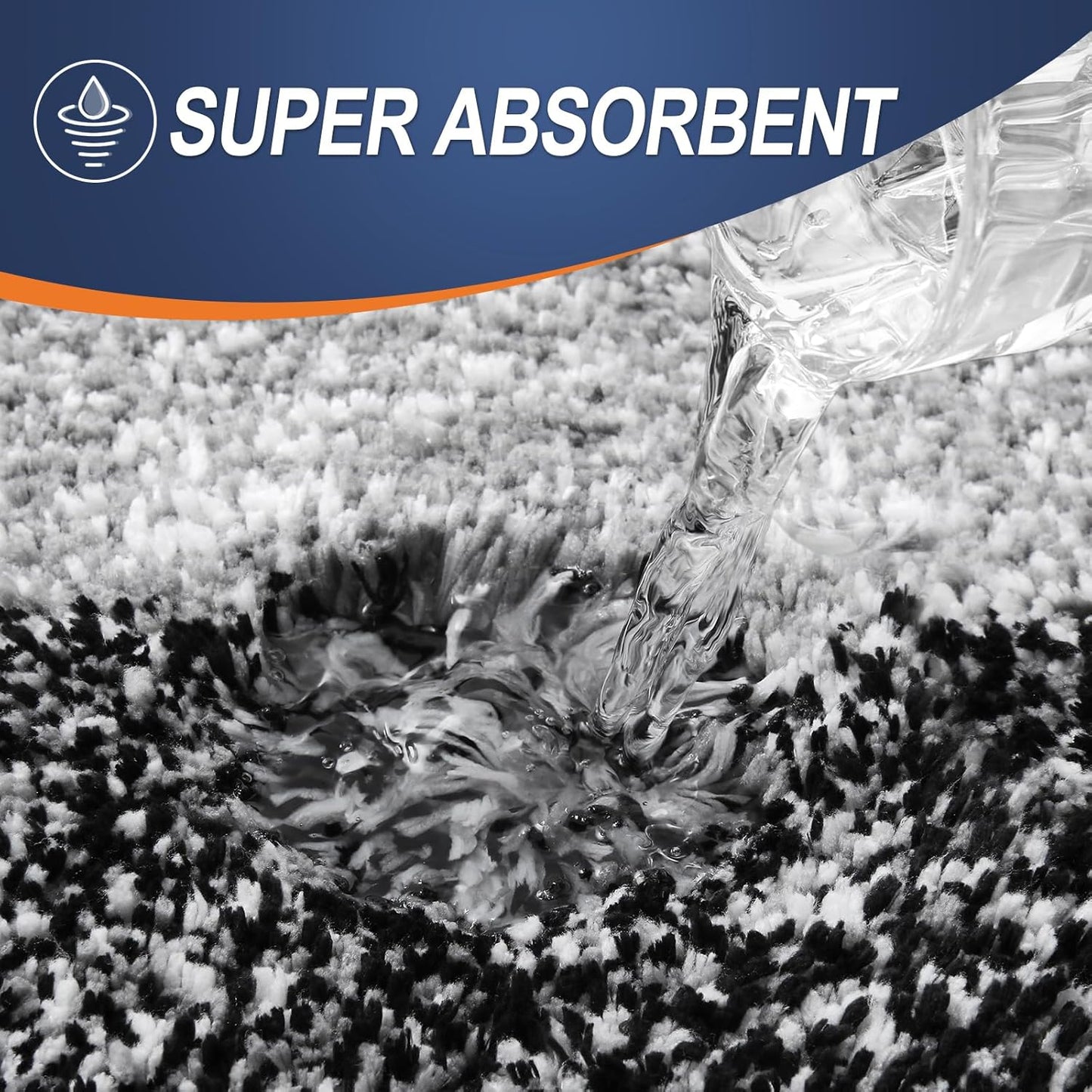 OLANLY Bathroom Rug Set 2 Piece, Soft Absorbent Microfiber Bath Mats and U-Shaped Contour Toilet Rug, Non-Slip, Machine Wash Dry, Plush Shaggy Bath Mats for Bathroom (30"x20"+24"x20", Black)