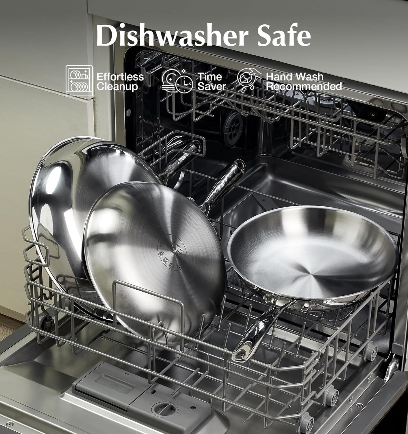 KOCH SYSTEME CS Stainless Steel Pan 12 Inch, Induction Cooking Steel Pan, Tri-Ply Stainless Steel Frying Pan with Heat-resistant Handle, Non-Toxic 12 Inch Skillet, Dishwasher & Oven Safe