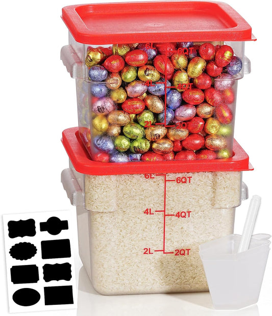 6QT Clear Food Storage Containers: 2 PCS[Food Grade][Hot&Cold Resistant] NSF Food Storage Containers with Lids for Home Restaurant Kitchen Storage Pizza Proof Dough, BPA Free N2