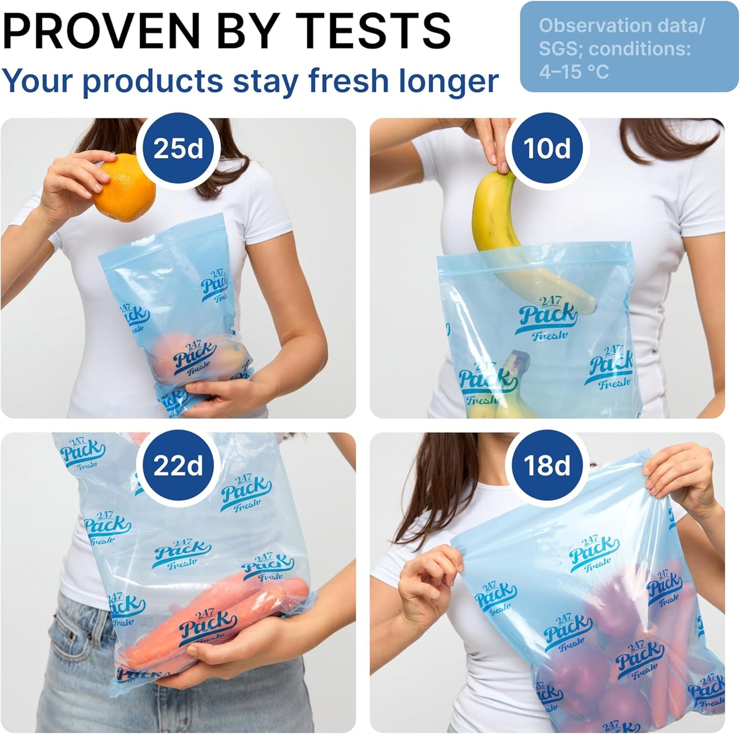 Freshpack 247 Zipper Bag, Size M 25×30 cm (4 L) – Reusable Food Storage Bags For Lunch, Helps Keep Food Fresh up to 3× Longer – Biodegradable, BPA-Free, UV-Shielded, Washable, SGS Tested