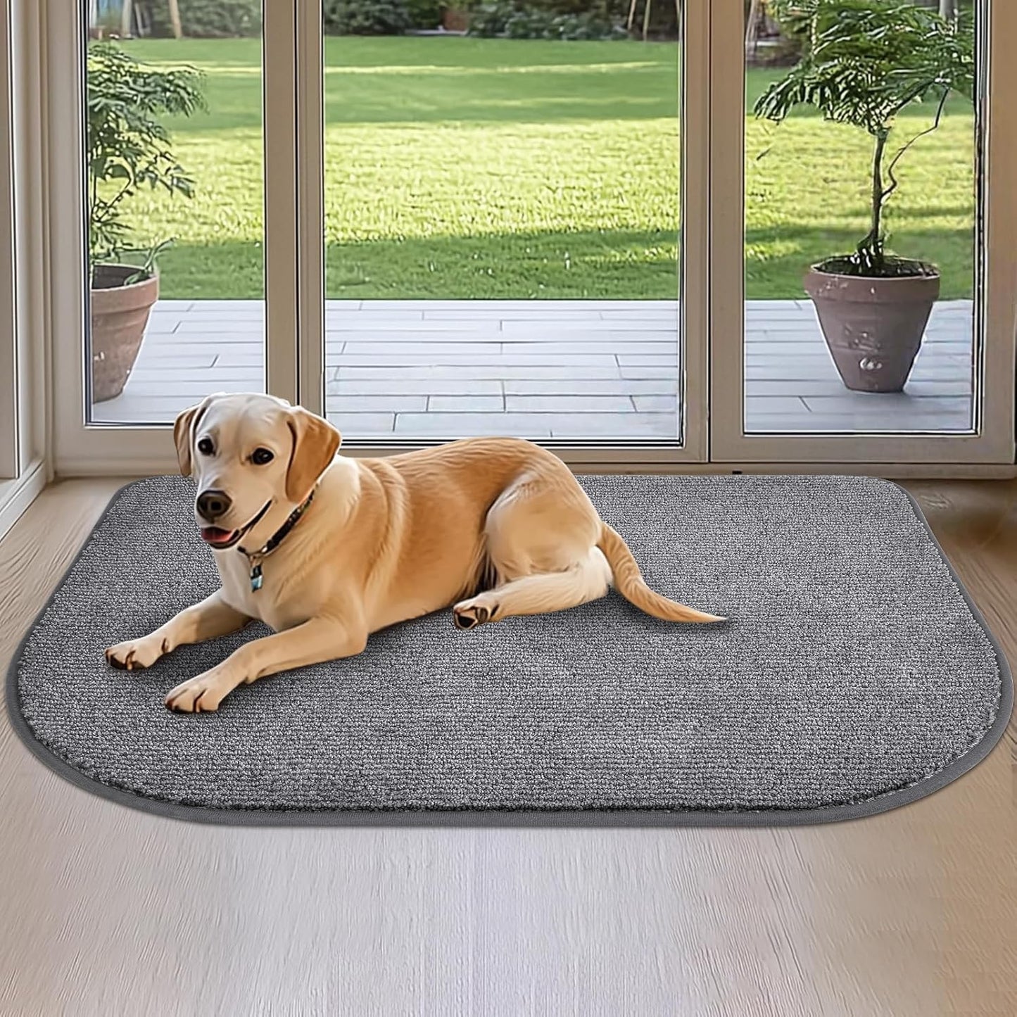 Dirt Trapper Dog Door Mat 32" x 47" / 80cm x 120cm, Washable Kitchen Rug, Non Slip Kitchen Mat for Floor, Absorbent Indoor Entryway Rug for Laundry, Bathroom, Bedroom