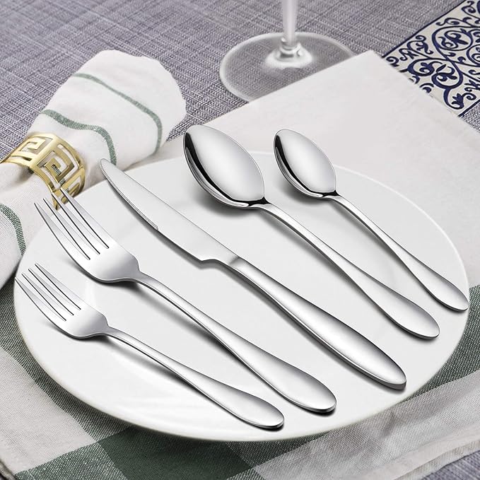 LIANYU 30 Piece Silverware Set for 6, Stainless Steel Flatware Cutlery Set, Tableware Eating Utensils Include Forks Knives Spoons, Mirror Finish, Dishwasher Safe