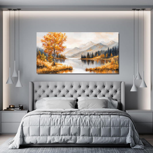 Canvas Wall Art Decor Art Work for Wall Decor Yellow Botanical Wall Art Prints Vintage Landscape Wall Art Decorations Lakeside Art Work for Walls Bedroom Ofiice Wall Art Aesthetic 20" X 40"