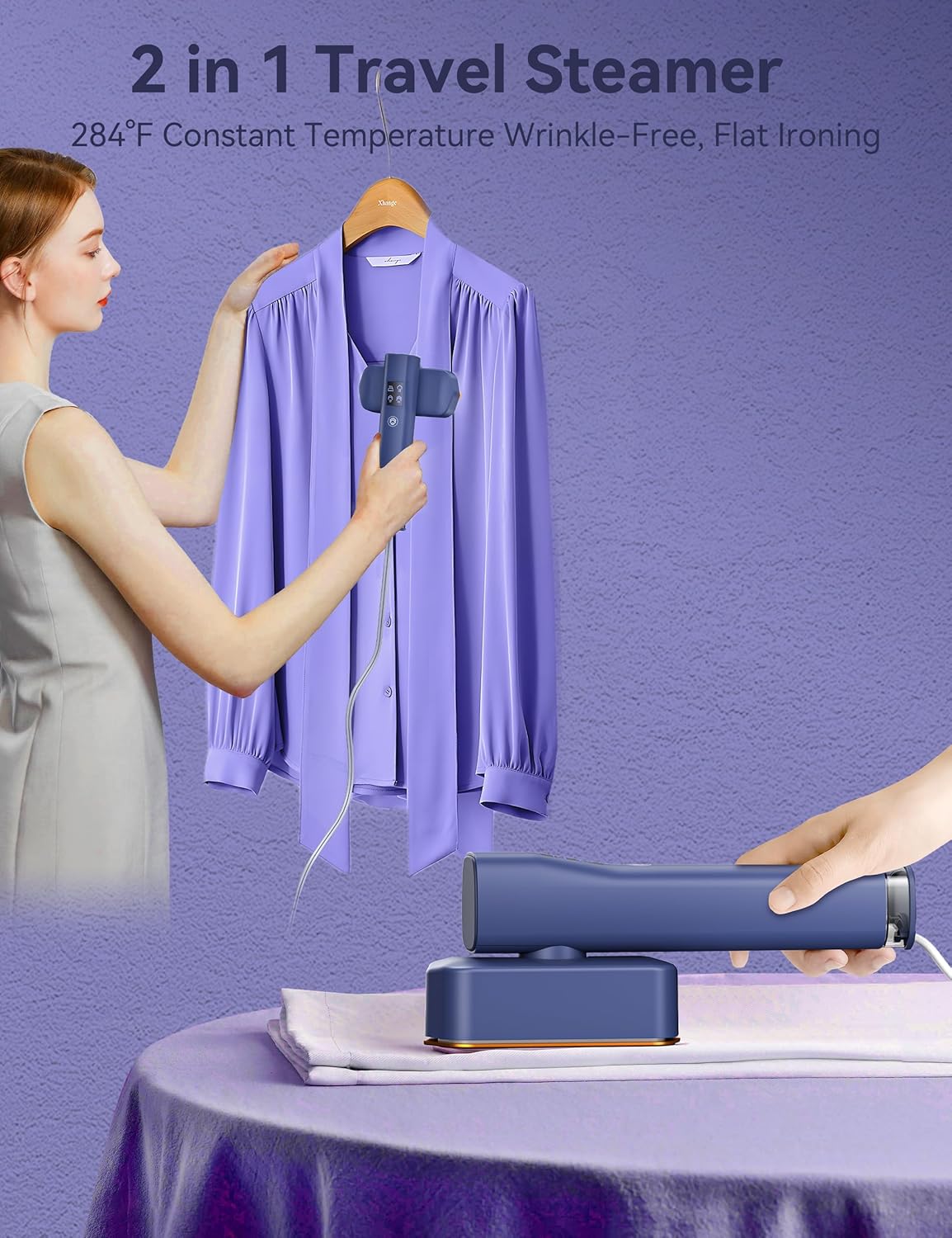 Steamer for Clothes, Sundu Portable 2-in-1 Steamer & Iron, 15s Heat-up, 100ml Tank, Ironing Gloves, 20 Min Steam, Wrinkle Remover, Garment Steamer for Travel & Home(Blue)